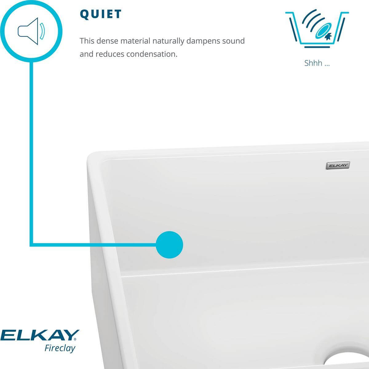 Elkay 33" Fireclay Farmhouse Kitchen Sink, 40/60 Double Bowl, White, SWUF3320WH - The Sink Boutique