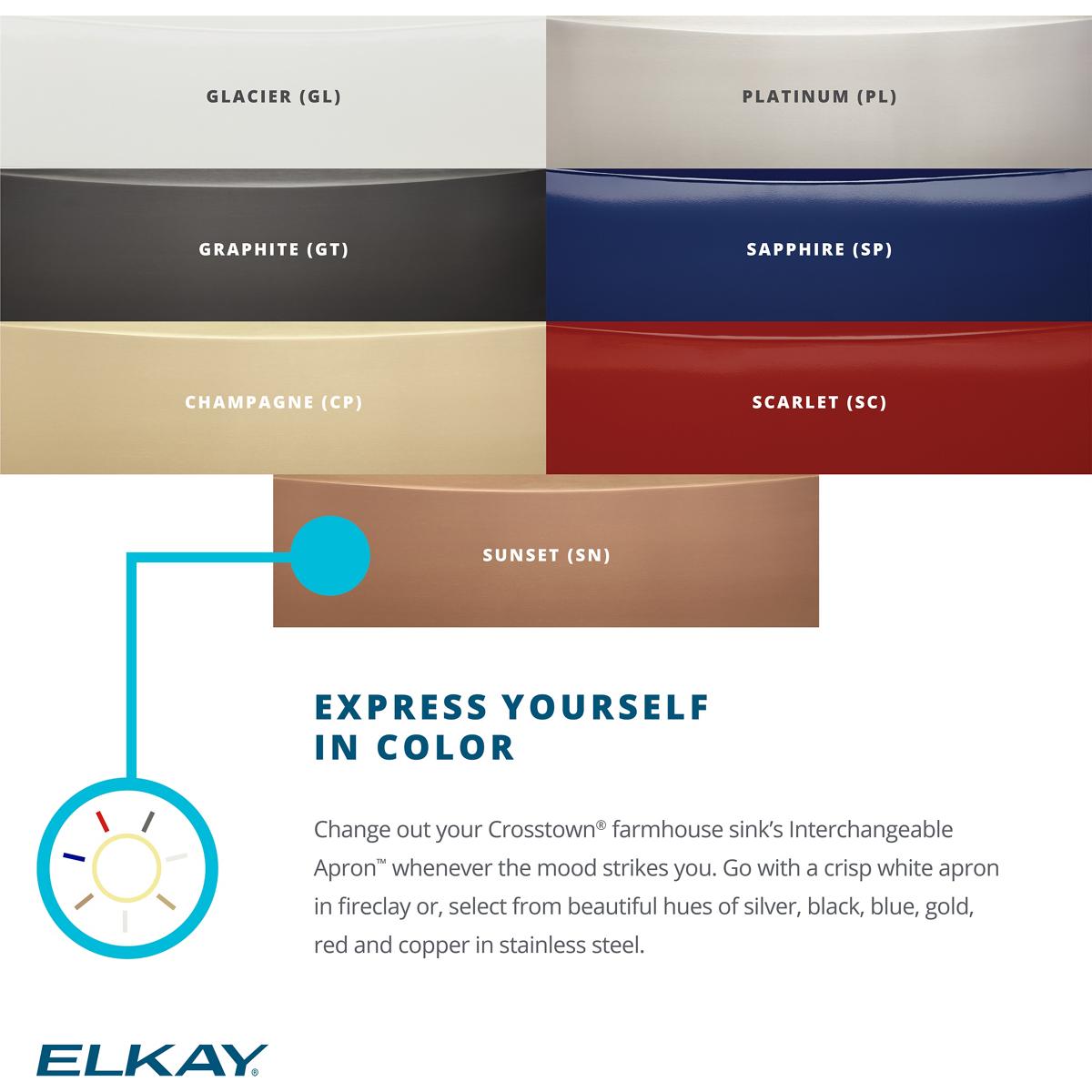 Elkay CTXAPL Crosstown Stainless Interchangeable Apron, Platinum - The Sink Boutique