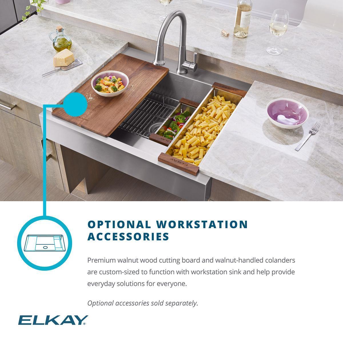Elkay Dart Canyon Stainless Steel 6-7/16" x 21-1/2" x 2-1/2" Colander, LKC0722LSS - The Sink Boutique