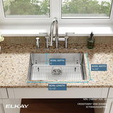 Elkay Crosstown 25" Stainless Steel Kitchen Sink Kit, Polished Satin, ECTSRAD25226TBG5