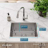 Elkay Crosstown 24" Stainless Steel Kitchen Sink, 16 Gauge, Polished Satin, EFRU211510TC