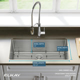Elkay Crosstown 33" Stainless Steel Kitchen Sink, 16 Gauge, Polished Satin, EFRU311610TC