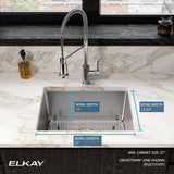 Elkay Crosstown 24" Stainless Steel Kitchen Sink, 16 Gauge, Polished Satin, EFU211510TC