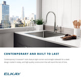 Elkay Crosstown 24" Stainless Steel Kitchen Sink, 16 Gauge, Polished Satin, EFU211510TC