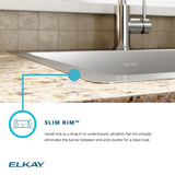 Elkay Crosstown 33" Stainless Steel Kitchen Sink, 50/50 Double Bowl, 18 Gauge, Sink Kit, Polished Satin, ECTSR33229TBG4