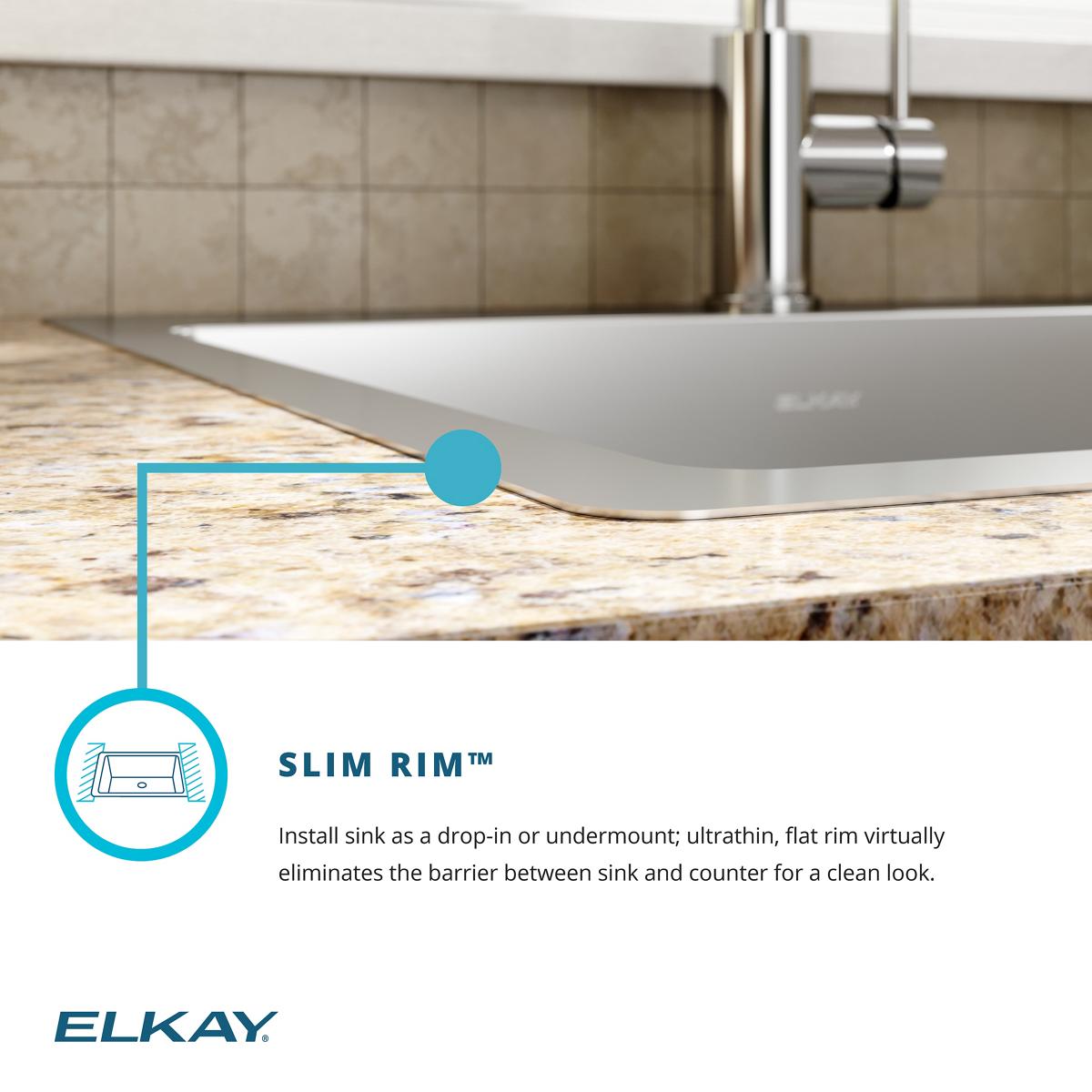 Elkay Crosstown 33" Stainless Steel Kitchen Sink, 50/50 Double Bowl, 18 Gauge, Sink Kit, Polished Satin, 1 Faucet Hole, ECTSR33229TBG1