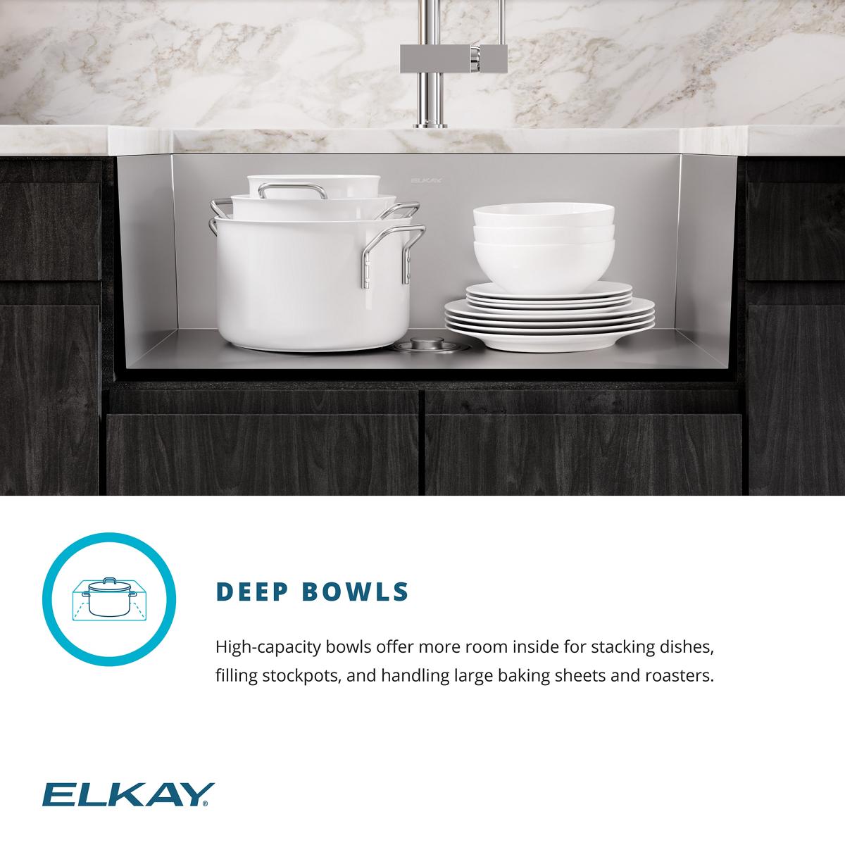 Elkay Crosstown 31" Stainless Steel Kitchen Sink, 16 Gauge, Polished Satin, EFU281610TC