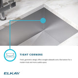 Elkay Crosstown 24" Stainless Steel Kitchen Sink, 16 Gauge, Polished Satin, EFU211510TC