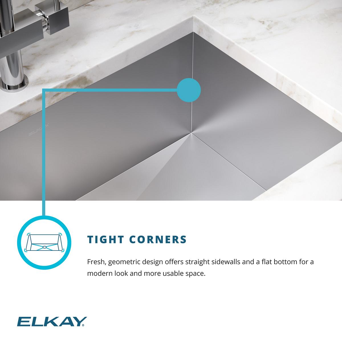 Elkay Crosstown 47" Stainless Steel Kitchen Sink, 60/40 Double Bowl, 16 Gauge, Polished Satin, EFU471810DBT