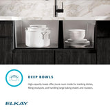 Elkay Crosstown 47" Stainless Steel Kitchen Sink, 60/40 Double Bowl, 16 Gauge, Polished Satin, EFU471810DBT