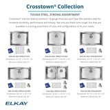 Elkay Crosstown 31" Stainless Steel Kitchen Sink, 16 Gauge, Polished Satin, EFRU2816TC