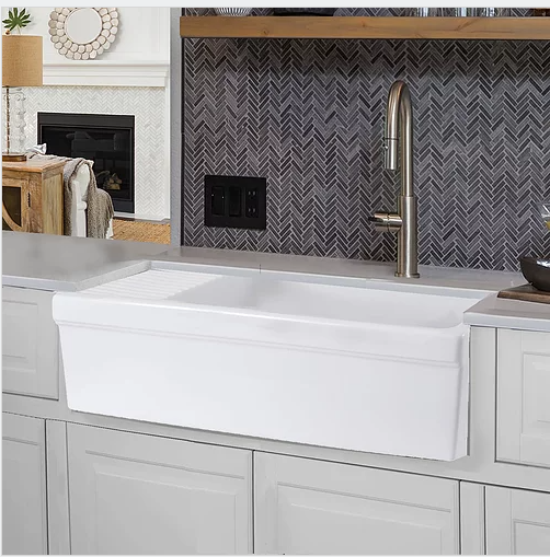 Nantucket Sinks Cape 36" Fireclay Farmhouse Sink, White, FCFS36-DB - The Sink Boutique