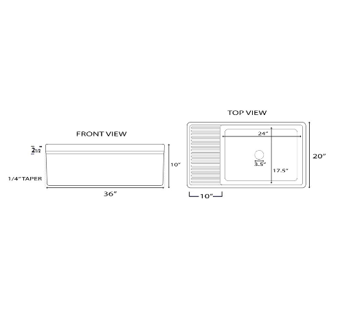 Nantucket Sinks Cape 36" Fireclay Farmhouse Sink, White, FCFS36-DB - The Sink Boutique