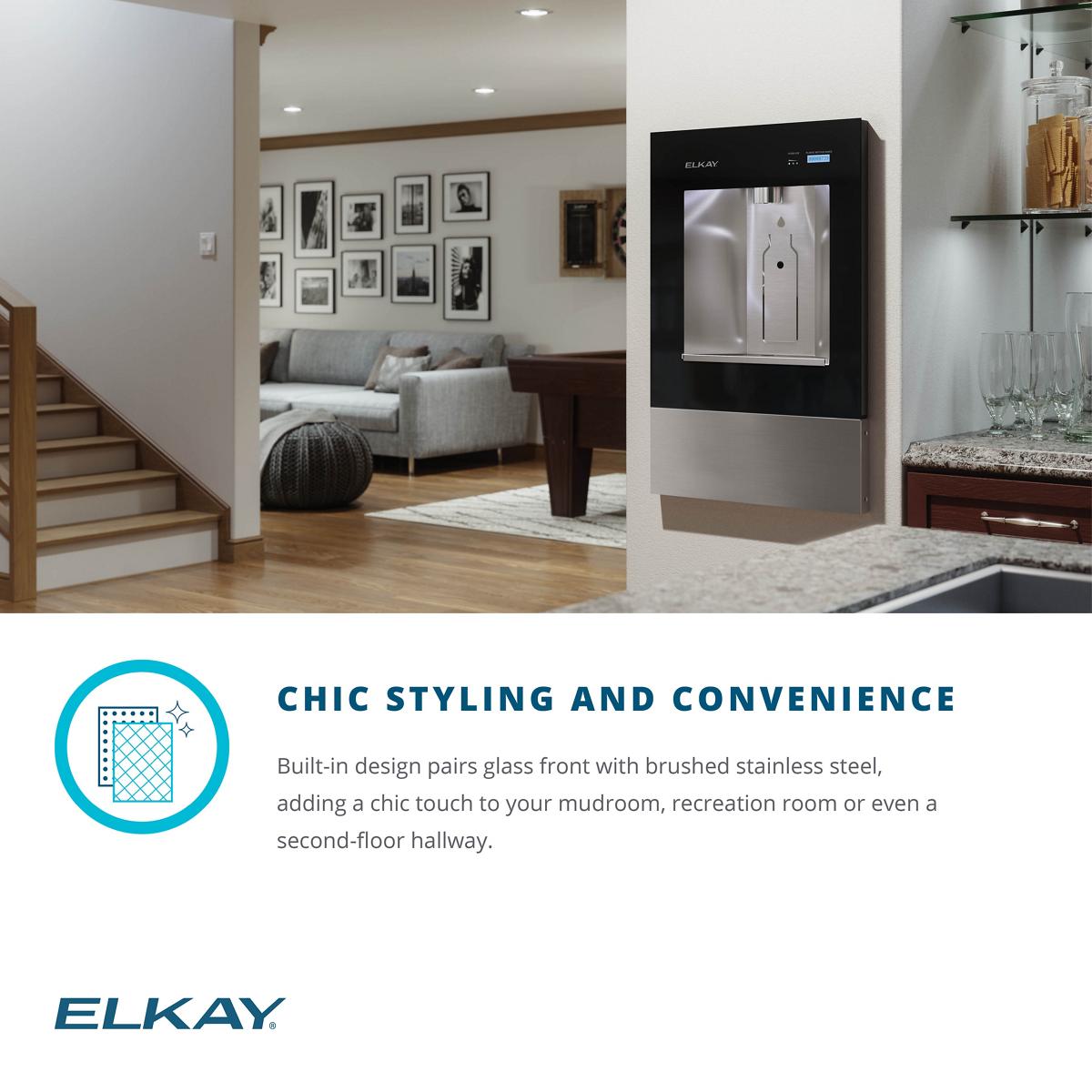 Elkay LBWD06BKK ezH2O Liv Built-in Refrigerated Water Dispenser, Remot