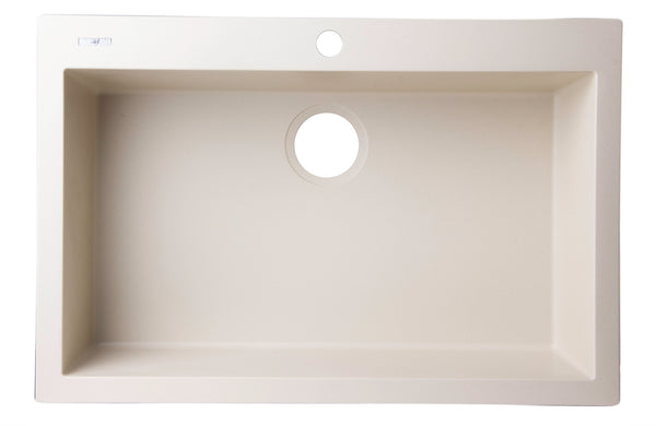 ALFI Biscuit 30" Drop-In Single Bowl Granite Composite Kitchen Sink, AB3020DI-B