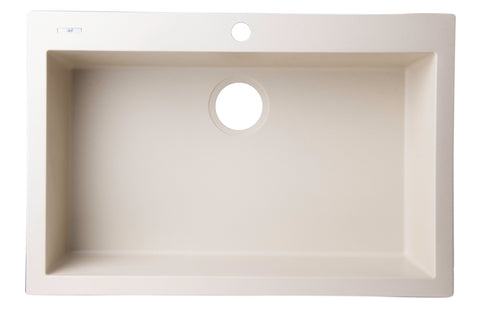 ALFI Biscuit 30" Drop-In Single Bowl Granite Composite Kitchen Sink, AB3020DI-B