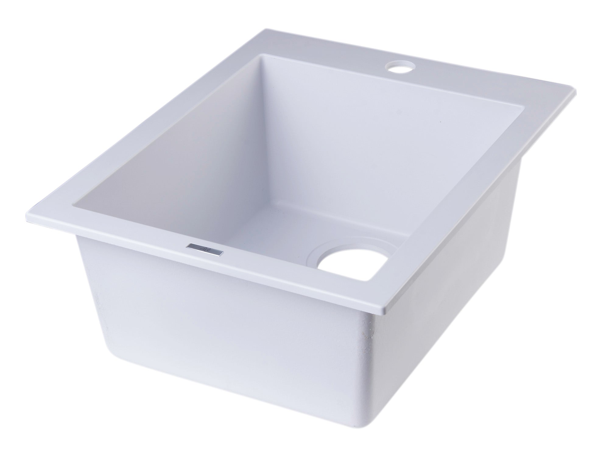 ALFI White 17" Drop-In Rectangular Granite Composite Kitchen Prep Sink, AB1720DI-W