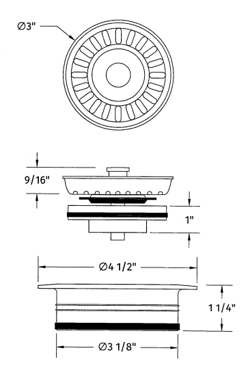 Houzer 3.5" Plastic Disposal Flange, White, 190-9566