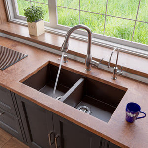 Alternate Image for ALFI brand AB3420UM-C Chocolate 34" Undermount Double Bowl Granite Composite Kitchen Sink