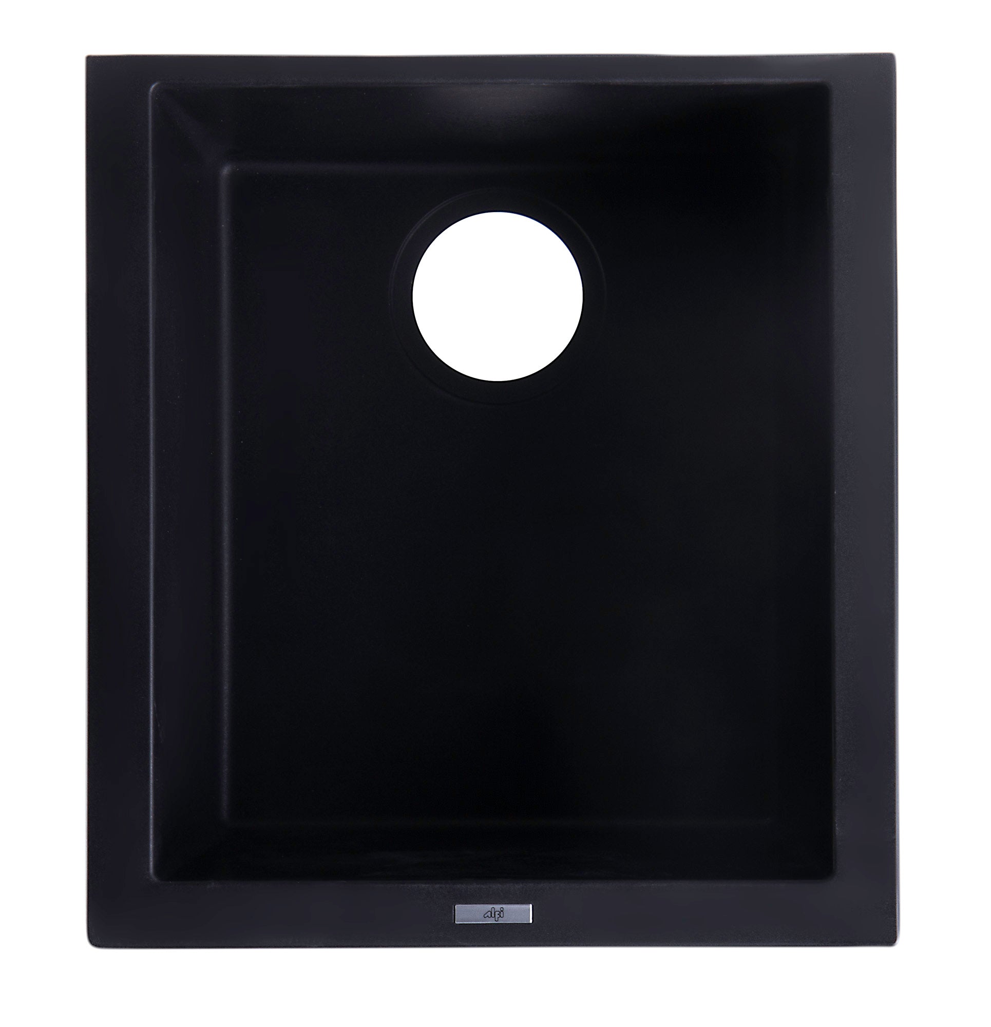ALFI Black 17" Undermount Rectangular Granite Composite Kitchen Prep Sink, AB1720UM-BLA