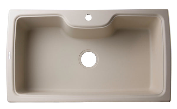 ALFI Biscuit 35" Drop-In Single Bowl Granite Composite Kitchen Sink, AB3520DI-B