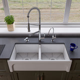 ALFI 39" Arched Double Bowl Thick Wall Fireclay Farmhouse Sink, White, AB3918ARCH-W