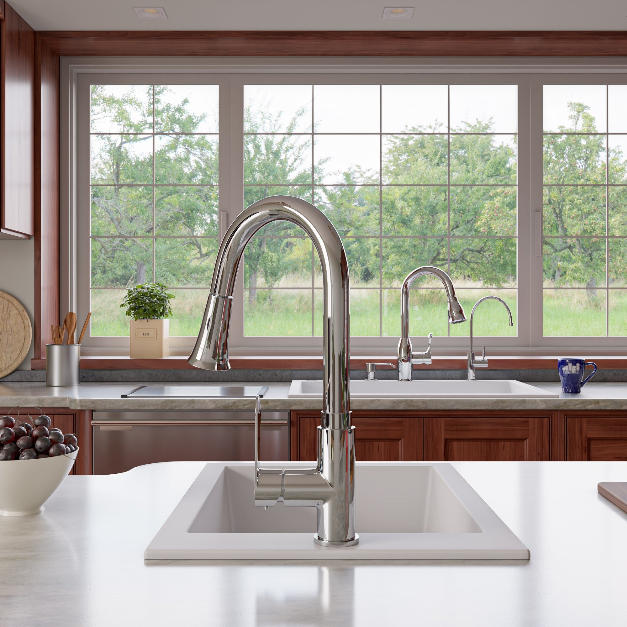 ALFI White 33" Single Bowl Drop In Granite Composite Kitchen Sink, AB3322DI-W