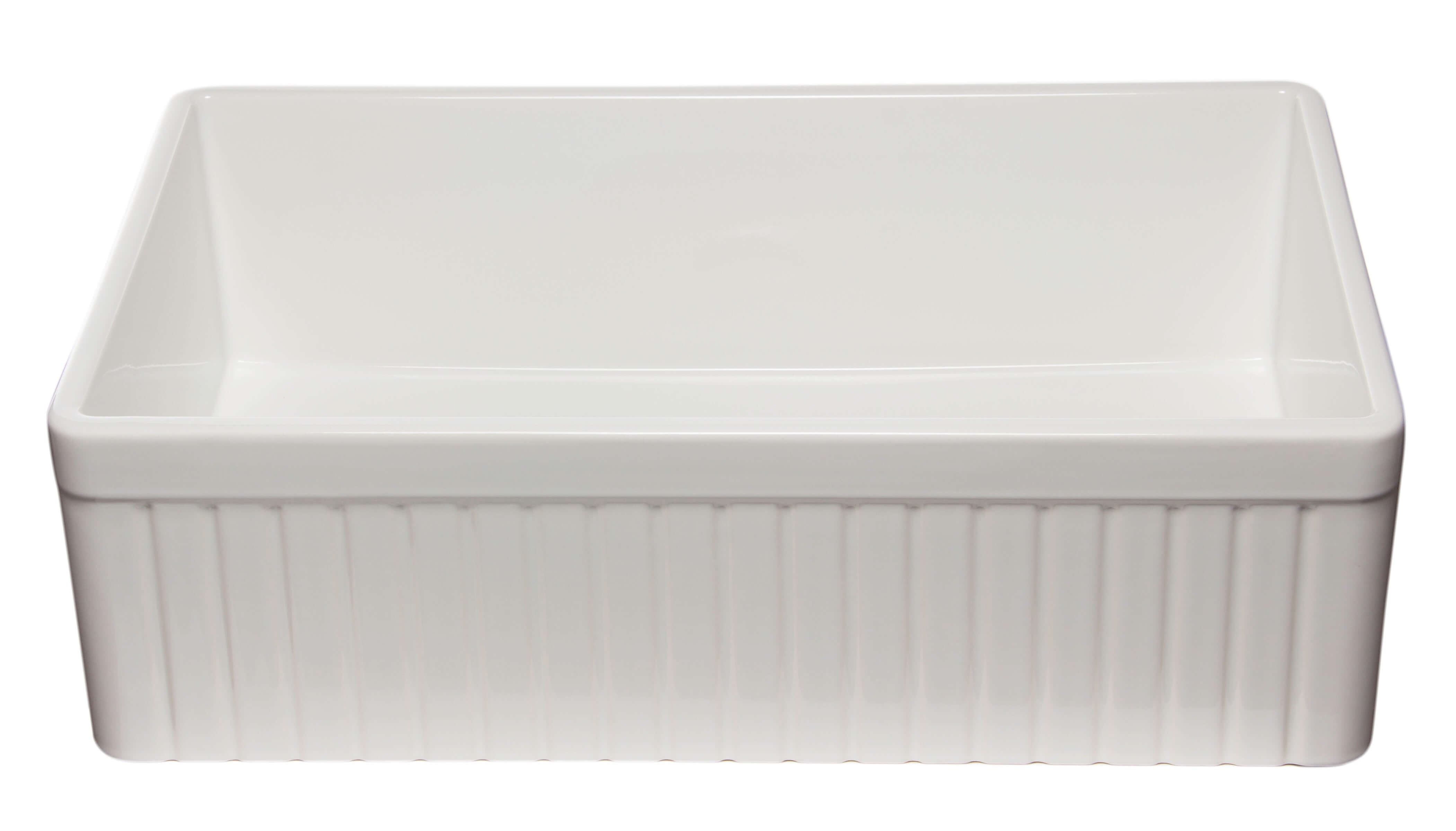ALFI 33" Fluted Single Bowl Fireclay Farmhouse Apron Sink, White, AB532-W
