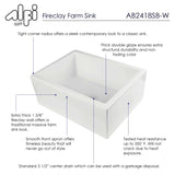 ALFI 24" Single Bowl Thick Wall Fireclay Farmhouse Apron Sink, White, AB2418SB-W