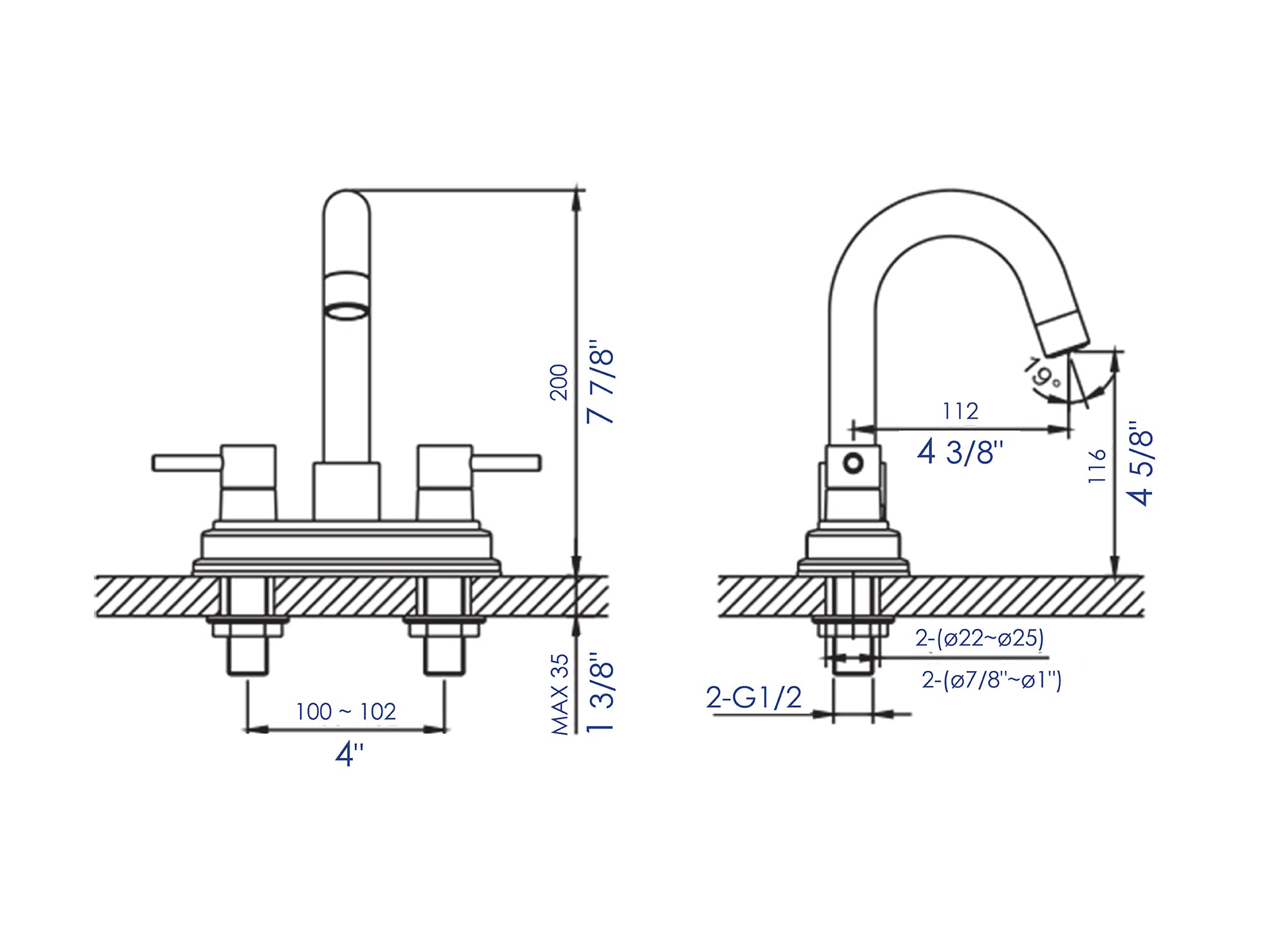 ALFI brand AB1400-PC Polished Chrome Two-Handle 4'' Centerset Bathroom Faucet - The Sink Boutique