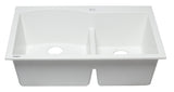 ALFI White 33" Double Bowl Drop In Granite Composite Kitchen Sink, AB3320DI-W