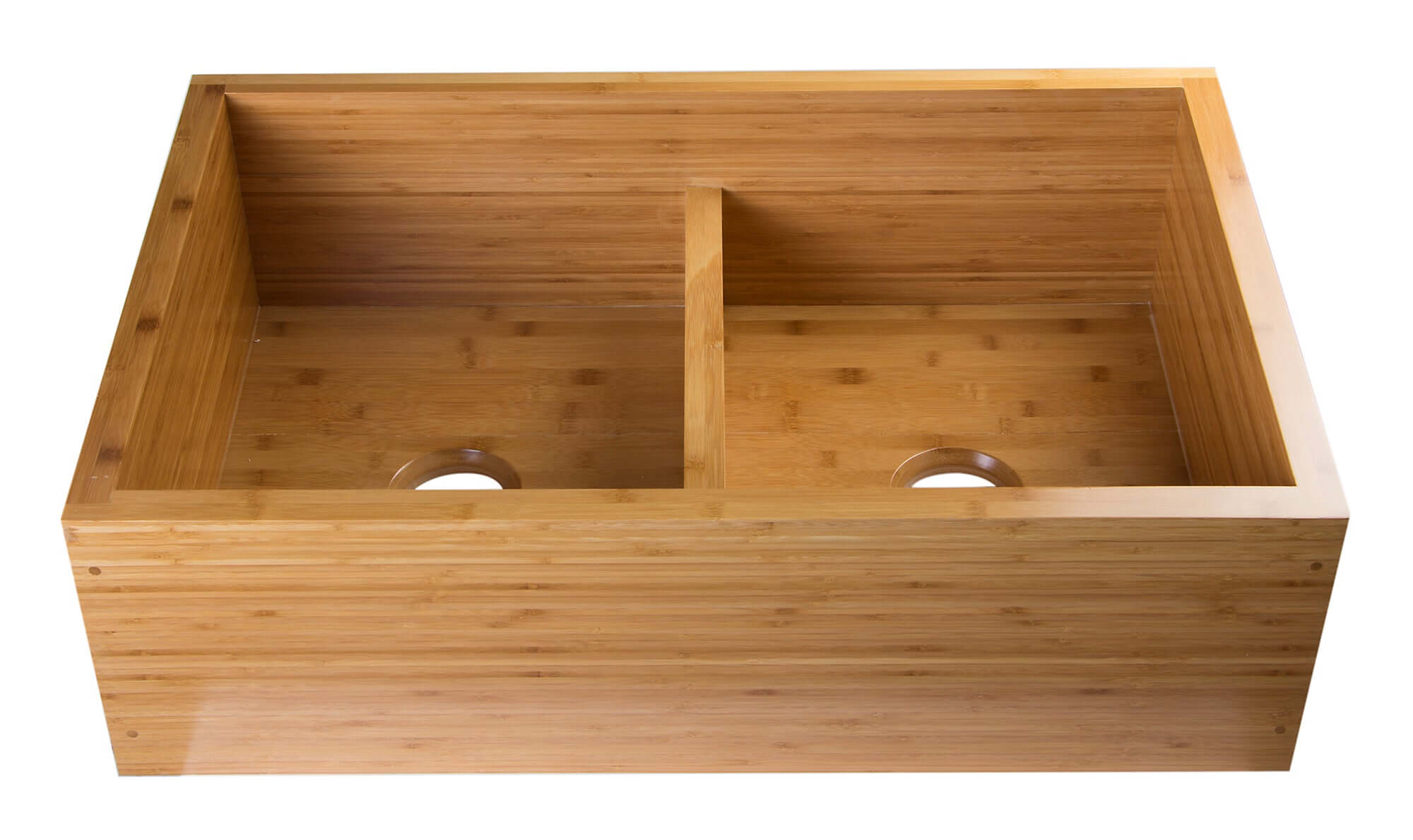ALFI brand AB3321 33" Double Bowl Bamboo Kitchen Farmhouse Sink Angled