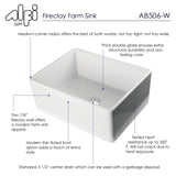 ALFI 26" Single Bowl Fireclay Farmhouse Apron Sink, White, Decorative - The Sink Boutique