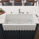 ALFI 36" Single Bowl Fireclay Farmhouse Kitchen Sink, White, Reversible, AB3618HS-W