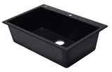 ALFI Black 33" Single Bowl Drop In Granite Composite Kitchen Sink, AB3322DI-BLA