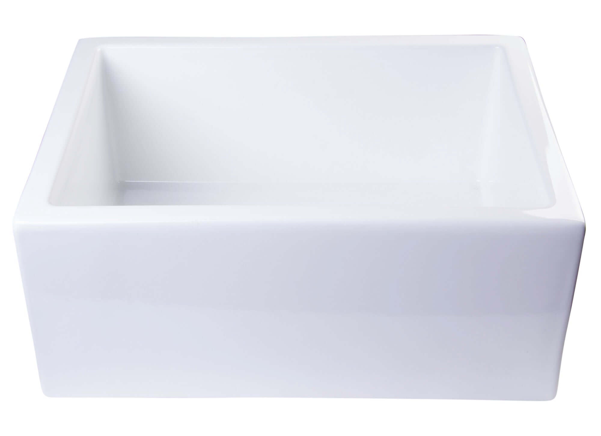 ALFI 24" Single Bowl Thick Wall Fireclay Farmhouse Apron Sink, White, AB2418SB-W