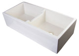 ALFI brand AB3918DB-B 39" Biscuit Smooth Apron Thick Wall Fireclay Double Bowl Farm Sink