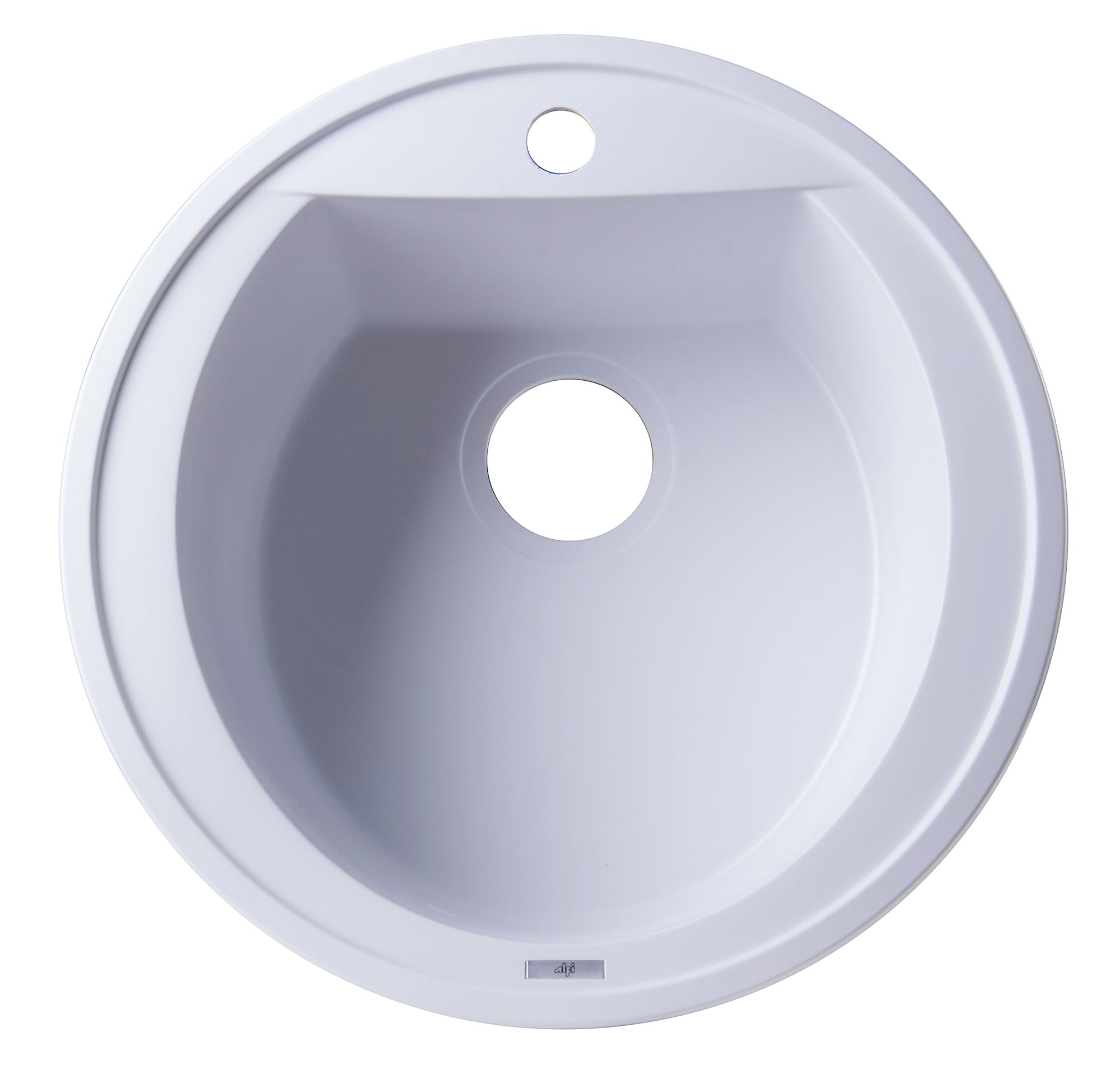 ALFI White 20" Drop-In Round Granite Composite Kitchen Prep Sink, AB2020DI-W