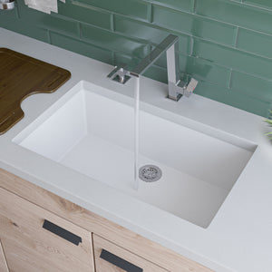 Alternate Image for ALFI White 30" Undermount Single Bowl Granite Composite Kitchen Sink, AB3020UM-W