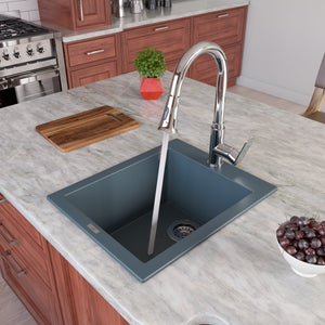 Alternate Image for ALFI brand AB1720DI-T Titanium 17" Drop-In Rectangular Granite Composite Kitchen Prep Sink
