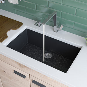 Alternate Image for ALFI Black 30" Undermount Single Bowl Granite Composite Kitchen Sink, AB3020UM-BLA