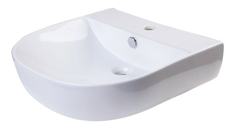 ALFI 20" White D-Bowl Porcelain Wall Mounted Bath Sink, AB110
