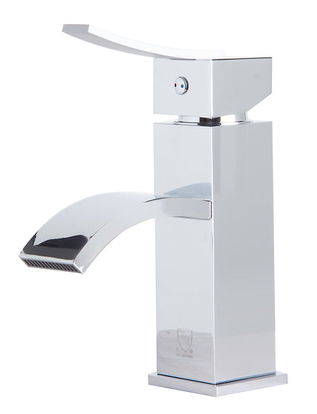 ALFI Polished Chrome Square Body Curved Spout Single Lever Bathroom Faucet, AB1258-PC
