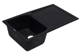 ALFI 34" Single Bowl Granite Composite Kitchen Sink with Drainboard, Black, AB1620DI-BLA