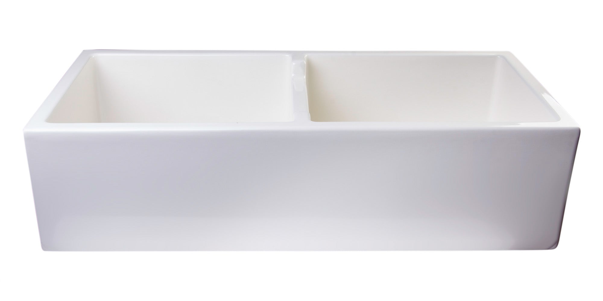 ALFI brand AB3918DB-B 39" Biscuit Smooth Apron Thick Wall Fireclay Double Bowl Farm Sink - The Sink Boutique