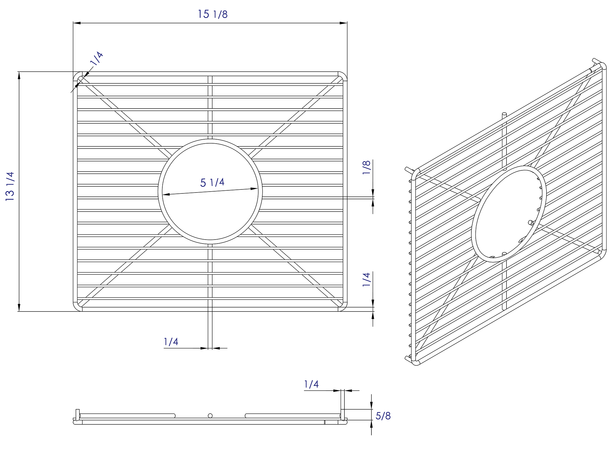 ALFI Stainless steel kitchen sink grid for large side of AB3618DB, AB3618ARCH, ABGR3618L - The Sink Boutique