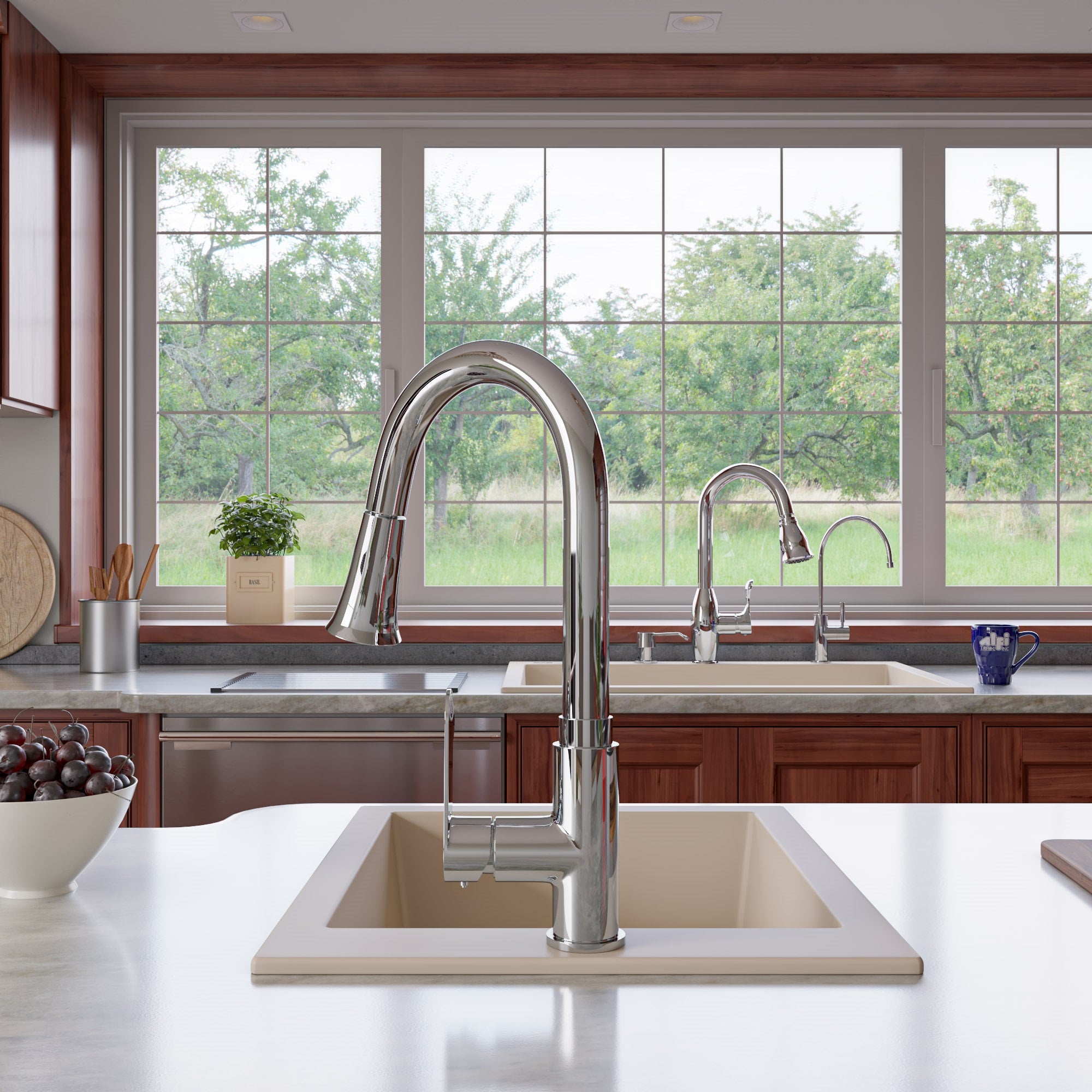 ALFI Biscuit 33" Single Bowl Drop In Granite Composite Kitchen Sink, AB3322DI-B