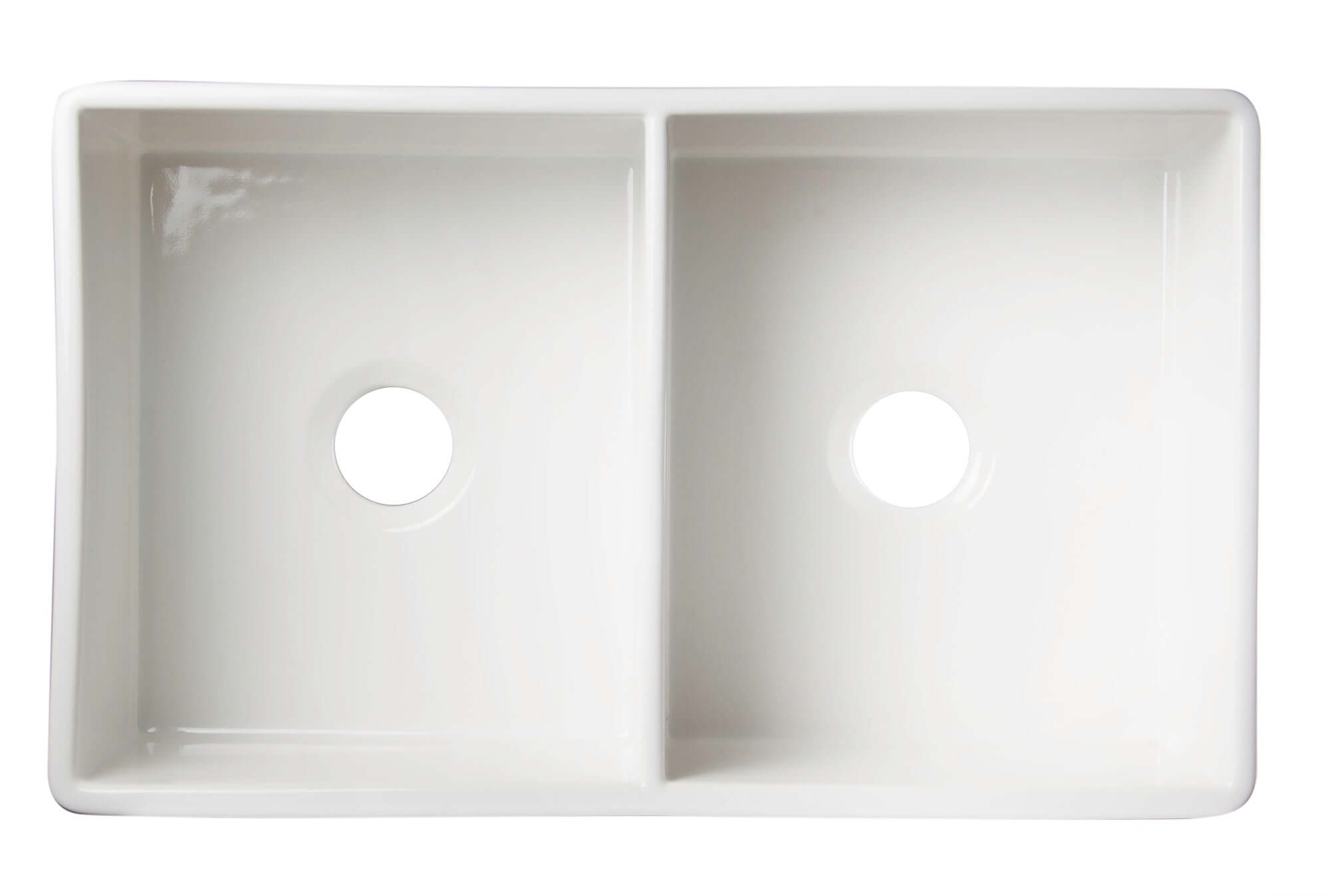 ALFI brand AB538-W Smooth Farmhouse Apron Fireclay 32 in. Double Basin Kitchen Sink in White - The Sink Boutique