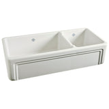 Rohl Shaws 40" Fireclay 70/30 Double Bowl Farmhouse Apron Kitchen Sink, Parchment, RC4018PCT - The Sink Boutique
