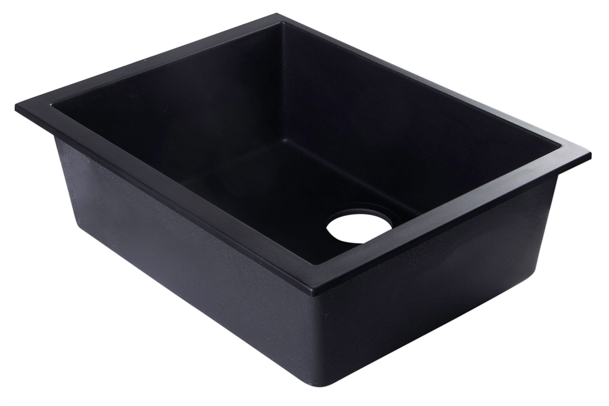 ALFI Black 24" Undermount Single Bowl Granite Composite Kitchen Sink, AB2420UM-BLA